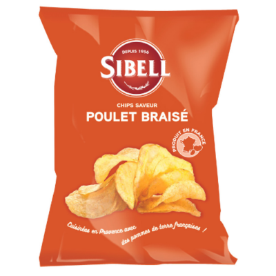 SIBELL POTATO CHIPS CRISPY POULET BRAISE 100G - Grays Home Delivery