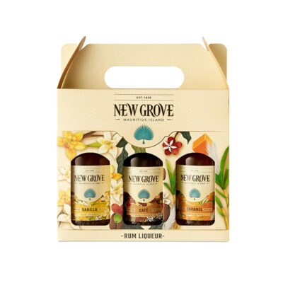 NEW GROVE LIQUEUR PACK VANILLA CAFE CARAMEL 3X350ML 26%VOL - Grays Home Delivery